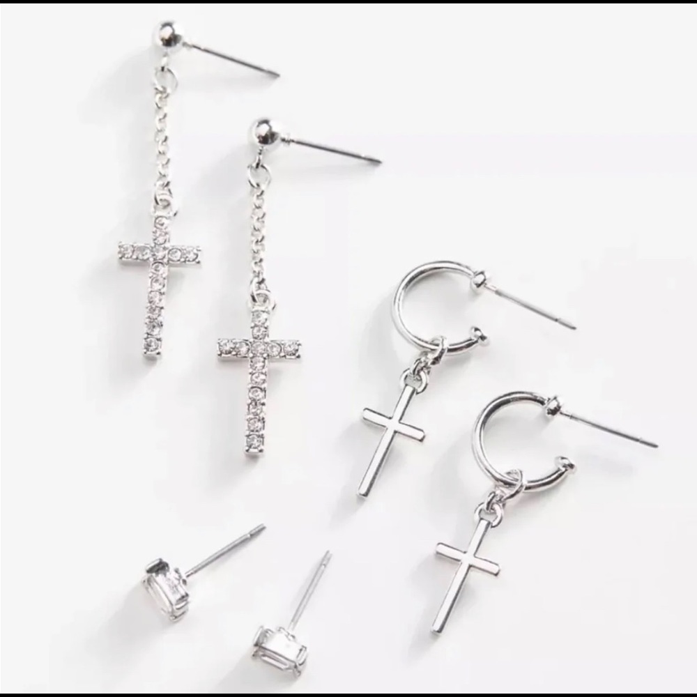 Urban Outfitters Delicate Earring Cross Set